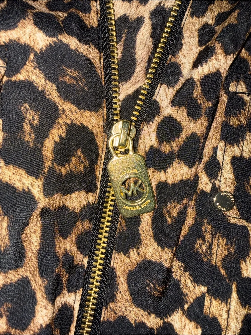 MICHAEL Michael Kors Leopard Print Zip Front Jacket Blouse Women’s 1X Plus Size
